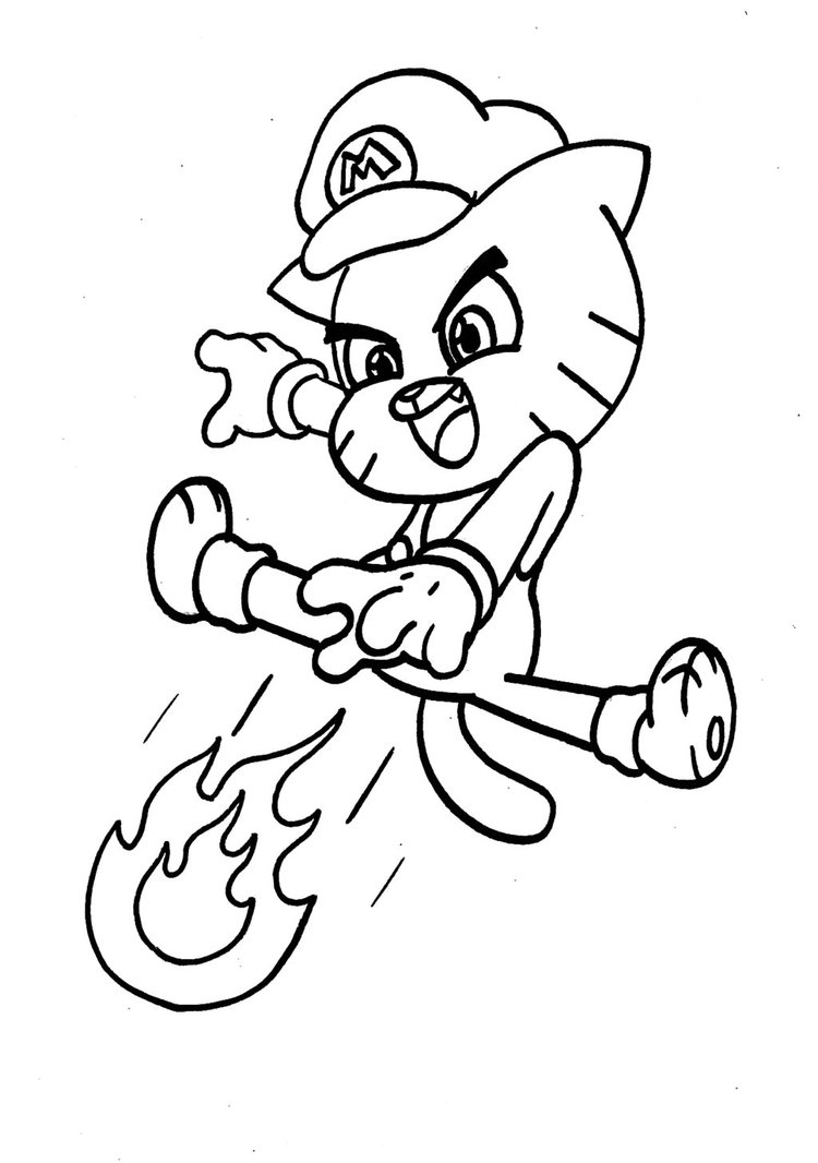 Dibujo de Goma de Mascar El Mario para Colorear y Imprimir