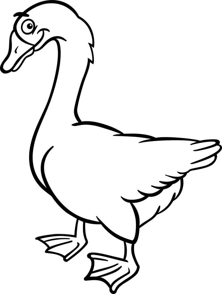 Dibujo de Ganso de Granja para Colorear y Imprimir