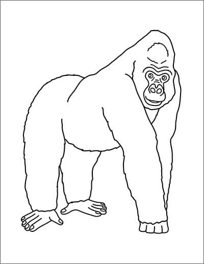 dibujo gorila facil para colorear