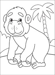 dibujo pequeno gorila lindo para colorear