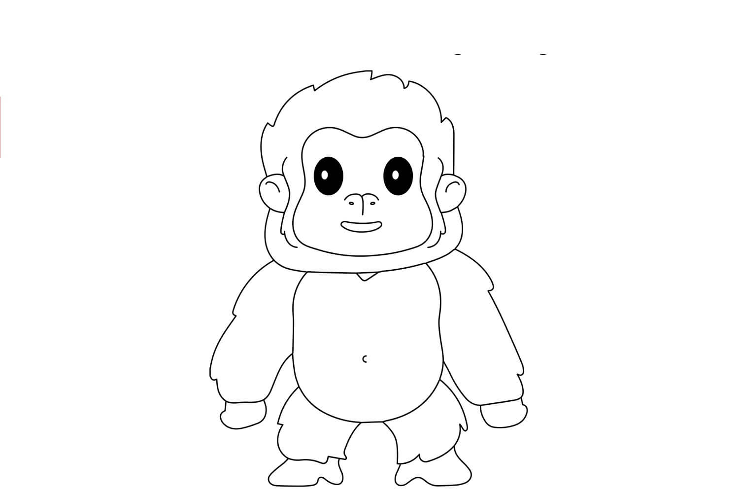 dibujo pequeno gorila sonriendo para colorear