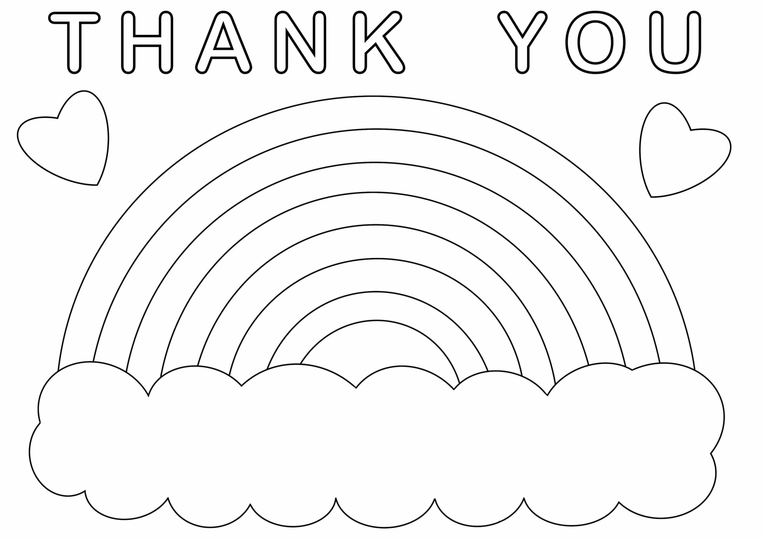 Dibujo de Arcoíris Gracias Scaled para Colorear y Imprimir