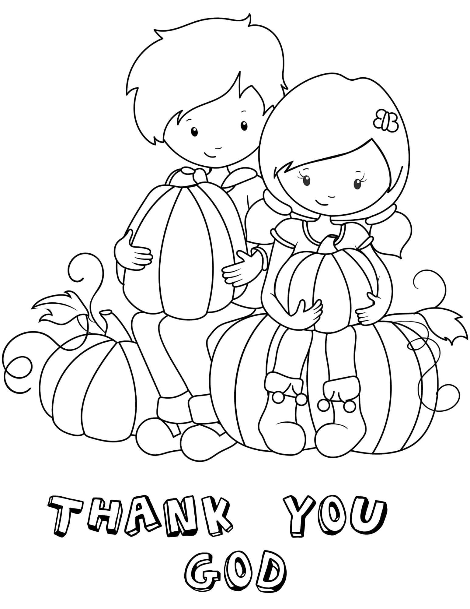Dibujo de Gracias Dios 1 para Colorear y Imprimir