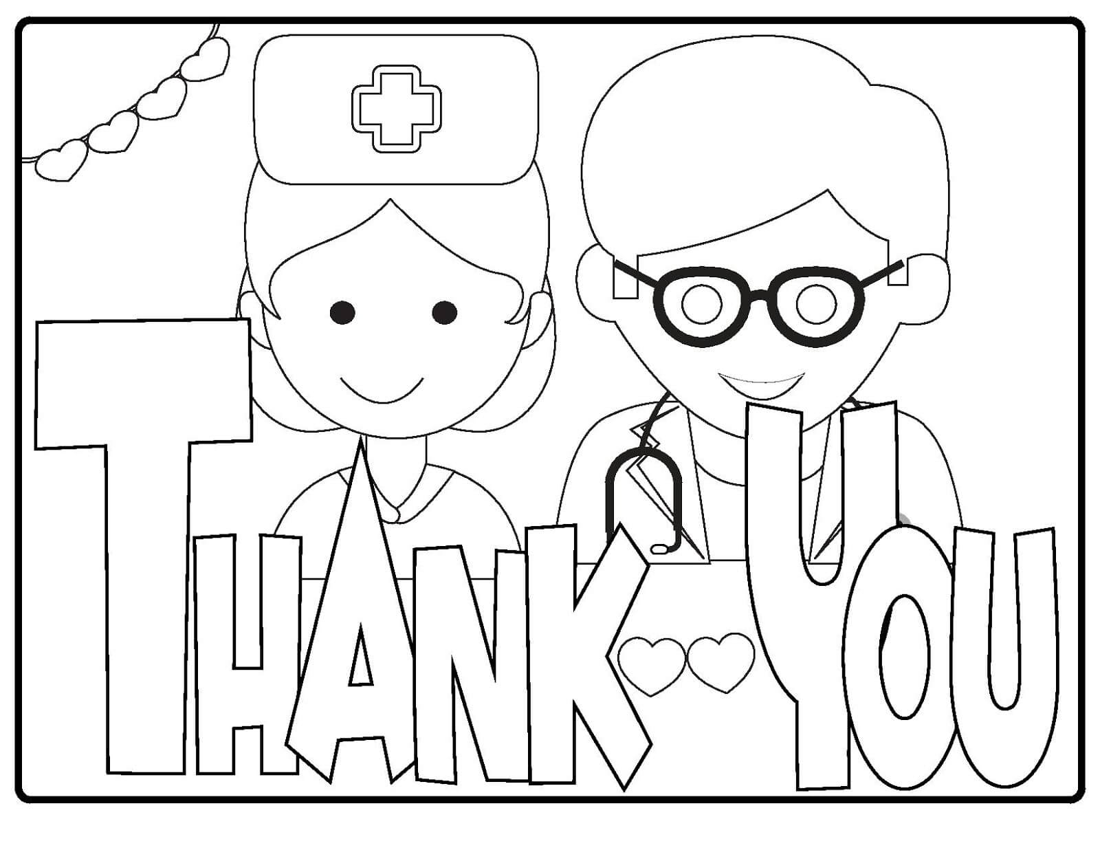 Dibujo de Gracias dos Doctores para Colorear y Imprimir