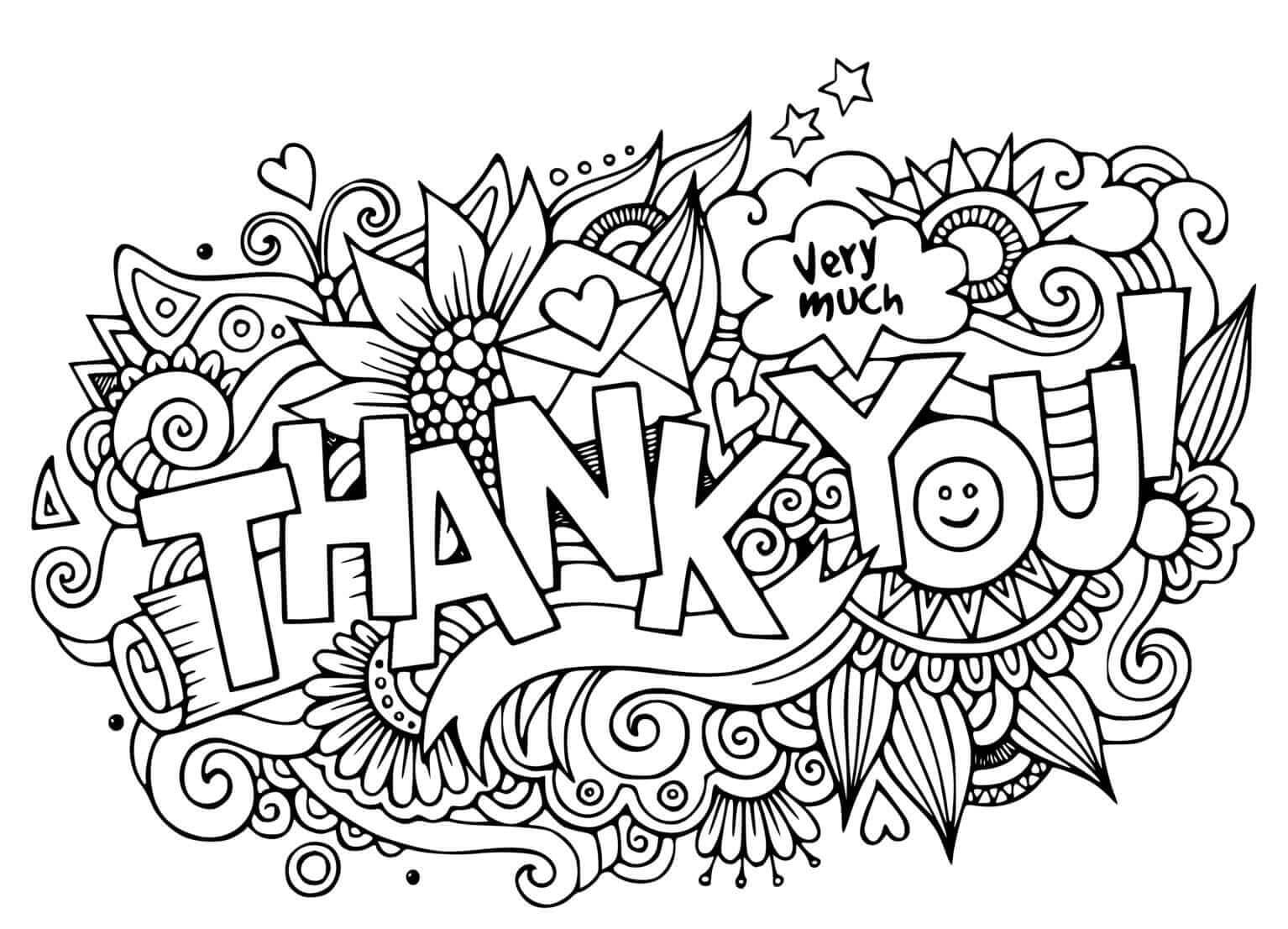 Dibujo de Gracias Es para Adultos para Colorear y Imprimir