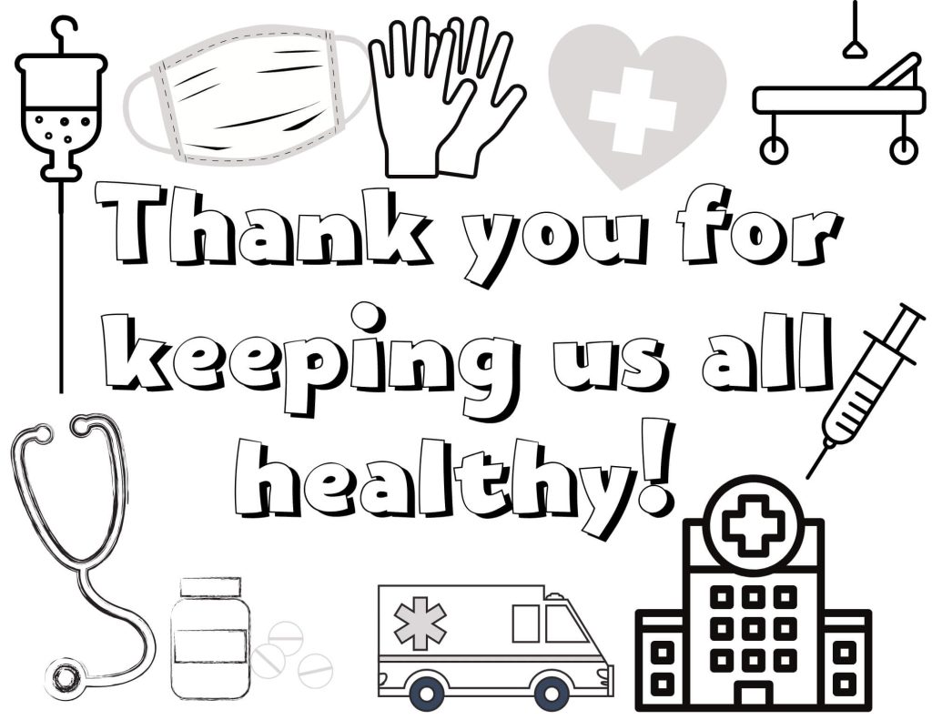 Dibujo de Gracias Hospitales para Colorear y Imprimir