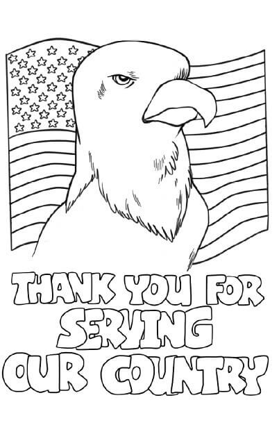 Dibujo de Gracias por Servir a Nuestro País para Colorear y Imprimir