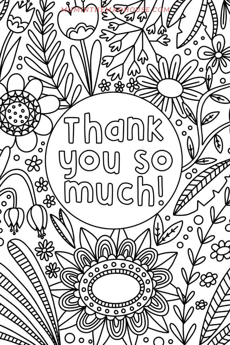 Dibujo de Muchas Gracias para Colorear y Imprimir