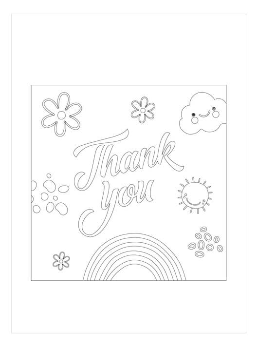 Dibujo de Tarjeta de Agradecimiento para Colorear y Imprimir