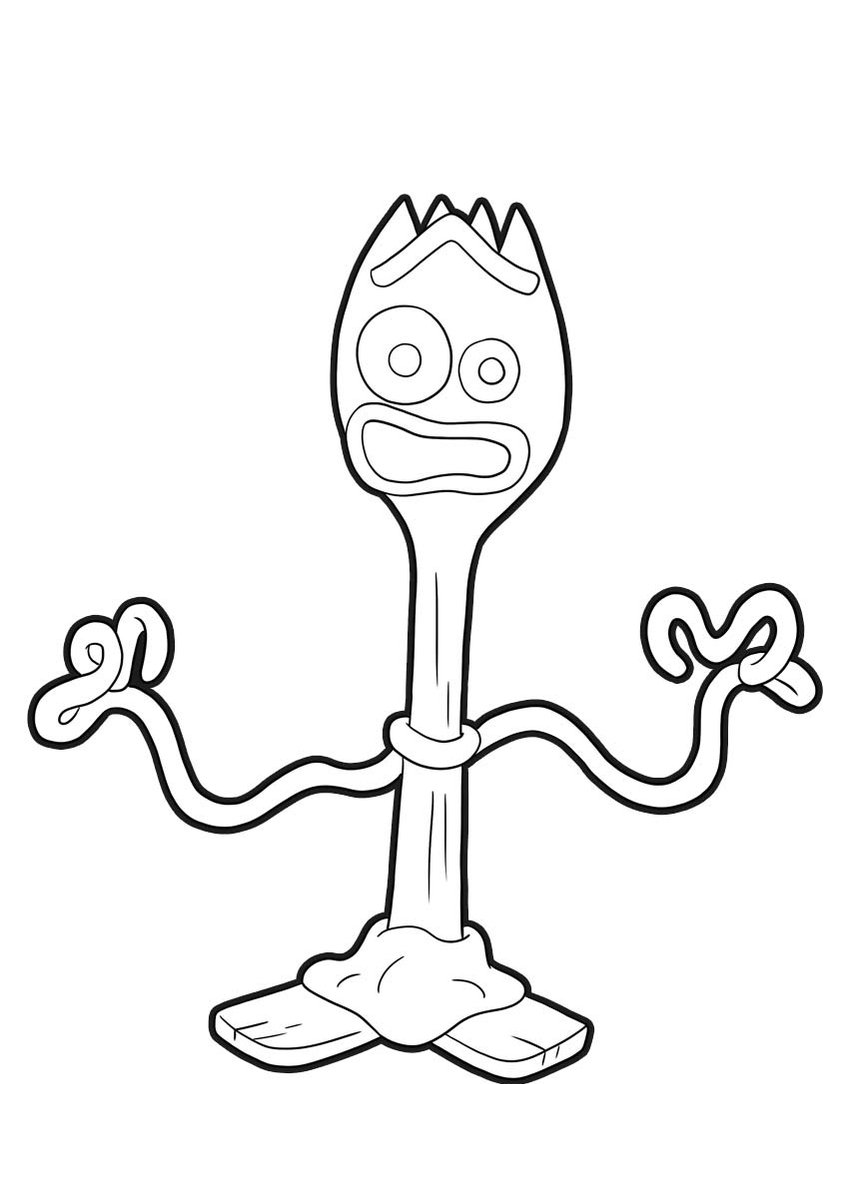 Dibujo de Forky Cara Divertida para Colorear y Imprimir