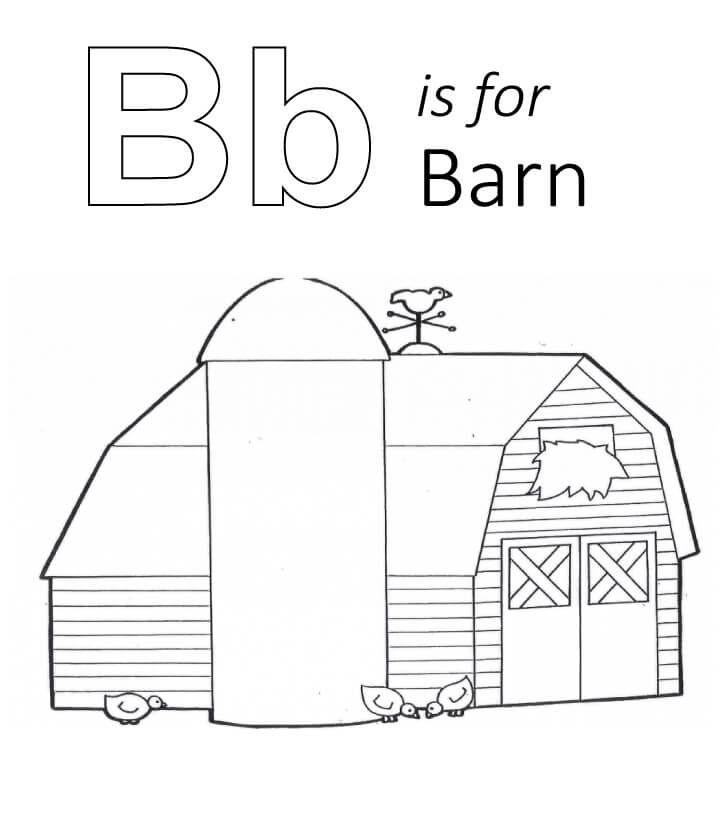 Dibujo de B Es para Granero para Colorear y Imprimir