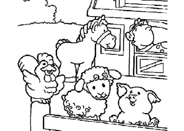 Dibujo de Dibujar Animales En Granero para Colorear y Imprimir