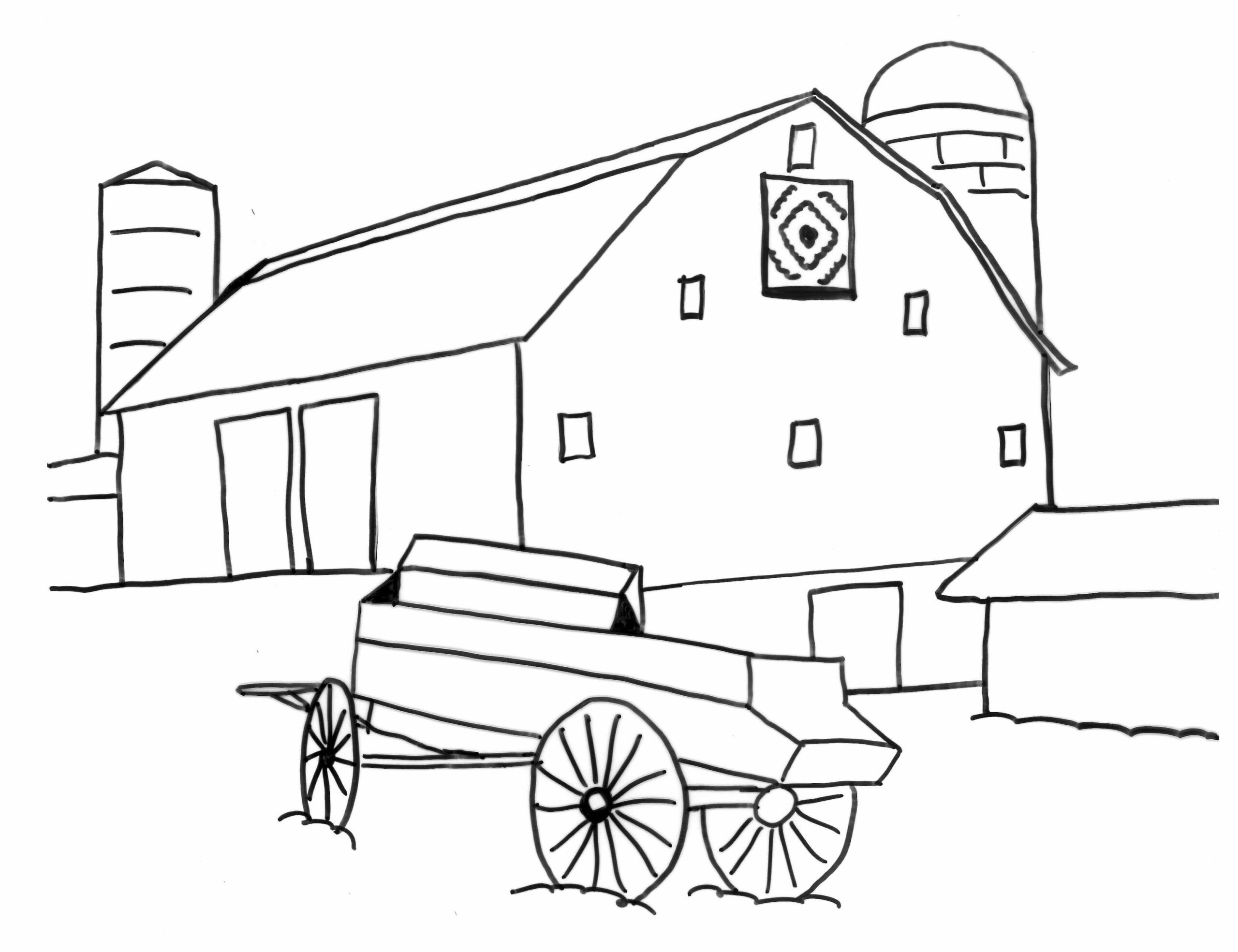 Dibujo de Edredones de Granero En El Condado de Garrett Maryland Scaled para Colorear y Imprimir