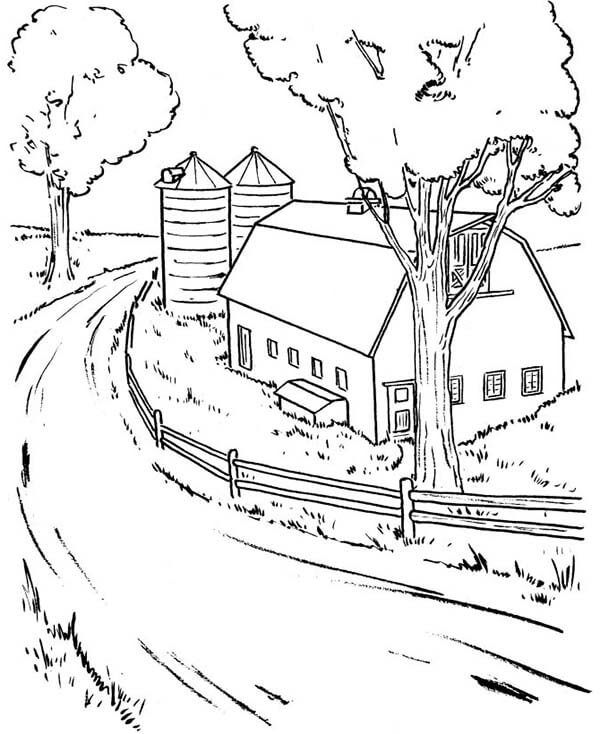 Dibujo de Granero Agrícola Basíco para Colorear y Imprimir
