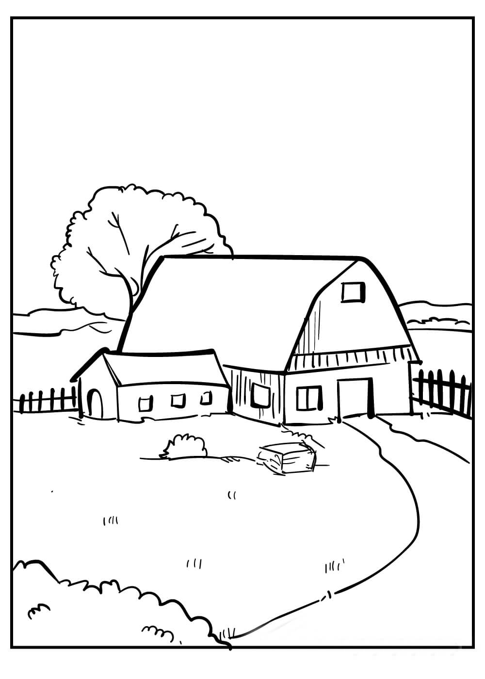 Dibujo de Granero de Dibujo Simple para Colorear y Imprimir