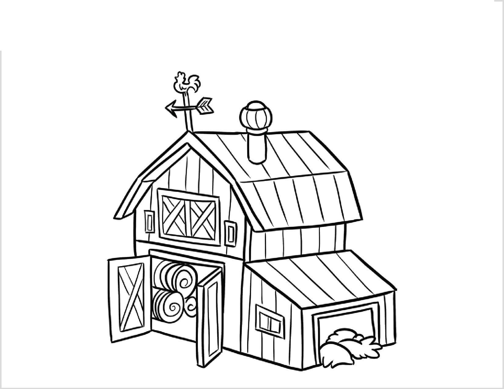Dibujo de Granero de La Granja para Colorear y Imprimir