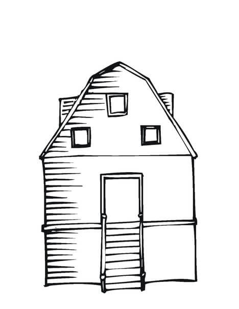 Dibujo de Granero Rojo para Colorear y Imprimir