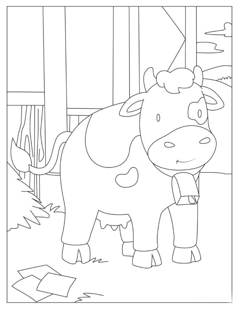 Dibujo de Vaca En El Granero para Colorear y Imprimir