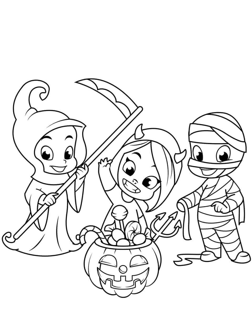 Dibujo de Lindo Víspera de Todos Los Santos Parca para Colorear y Imprimir