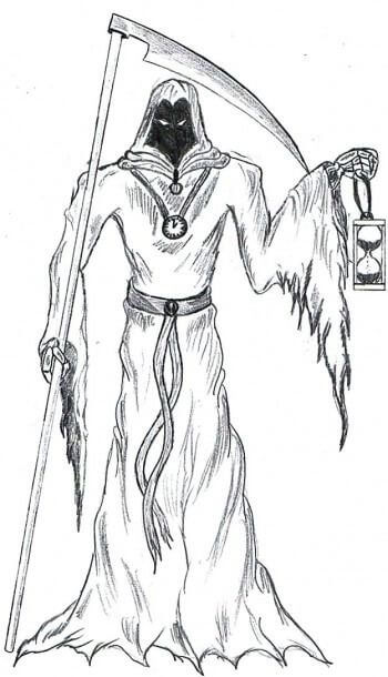 Dibujo de Parca Con Reloj de Arena para Colorear y Imprimir
