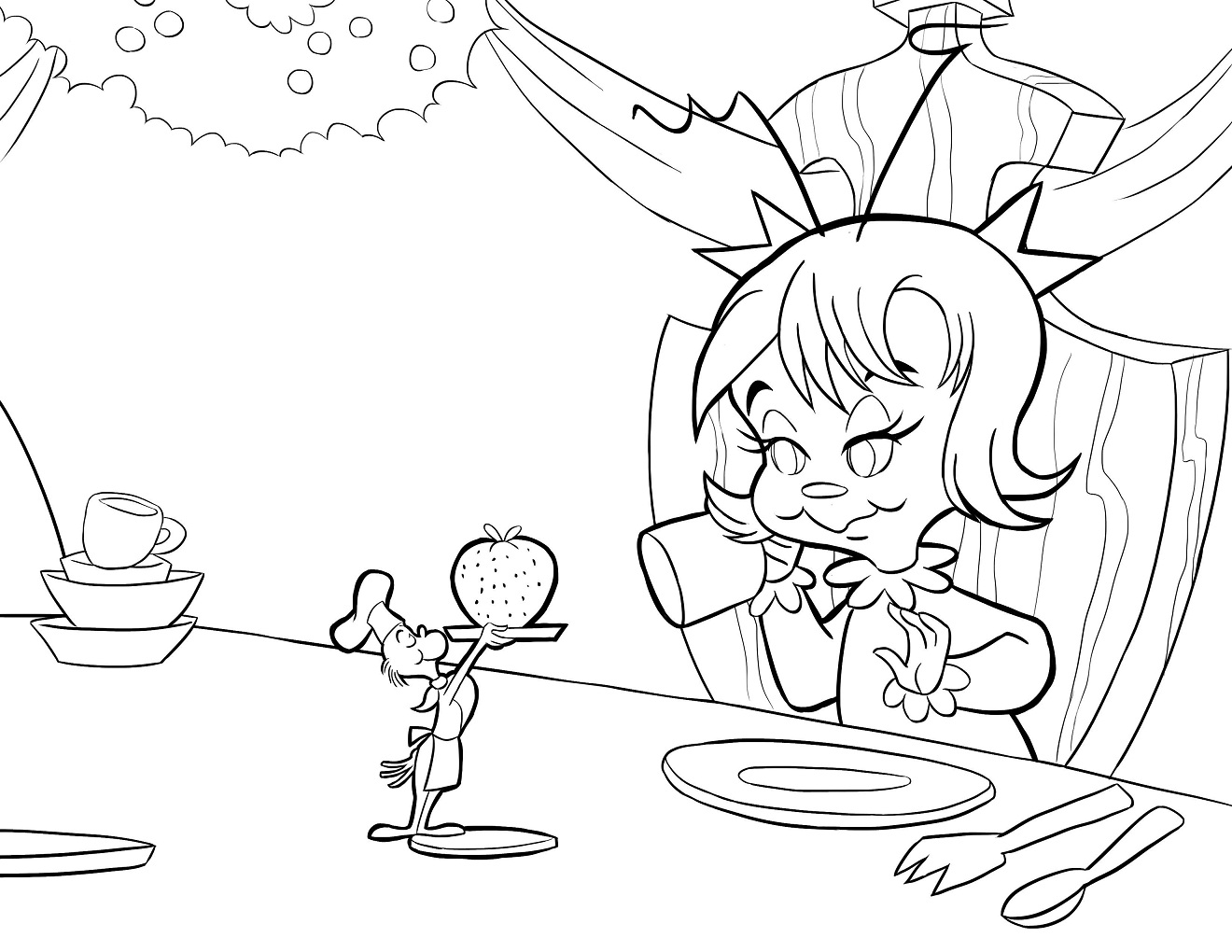 Dibujo de Cindy Lou que Cenando para Colorear y Imprimir