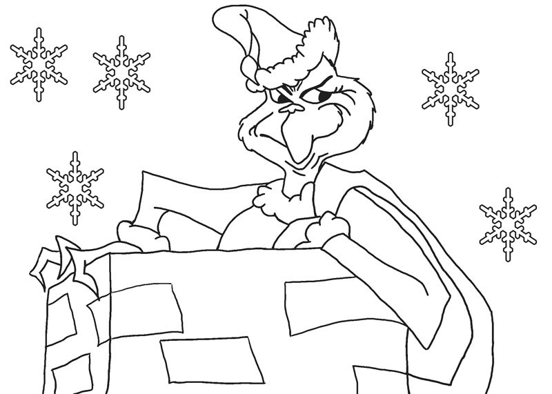 Dibujo de Grinch En La Chimenea para Colorear y Imprimir