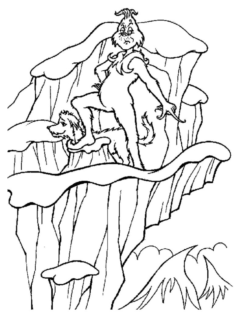 Dibujo de Grinch En La Montaña para Colorear y Imprimir