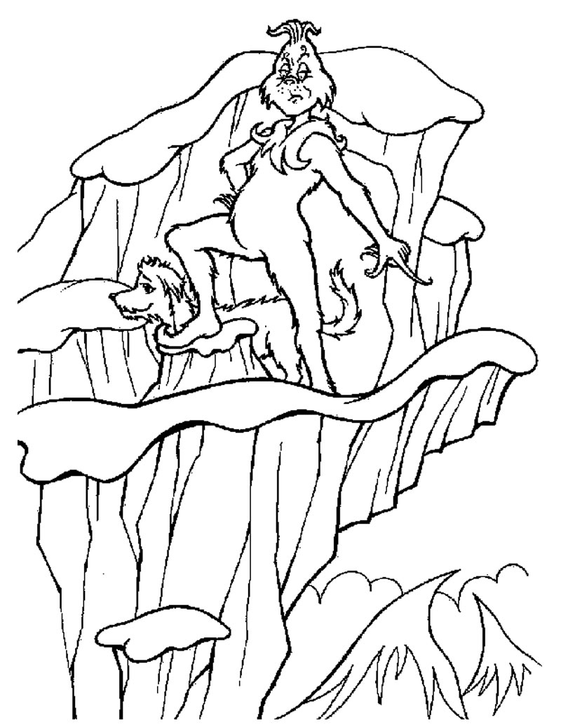 Dibujo de Grinch En La Montaña para Colorear y Imprimir