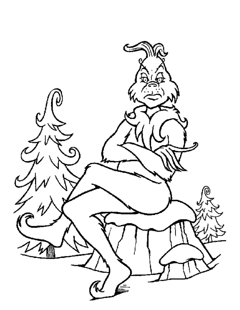 Dibujo de Grinch Está Sentado para Colorear y Imprimir