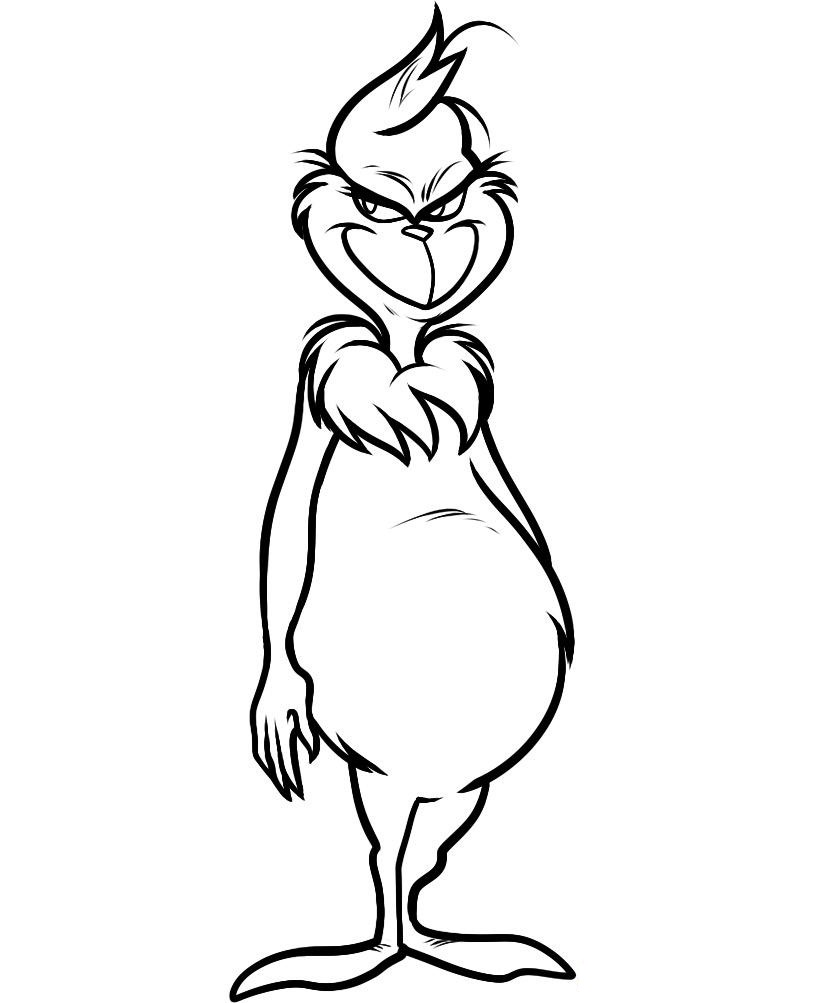 Dibujo de Grinch Está Sonriendo para Colorear y Imprimir