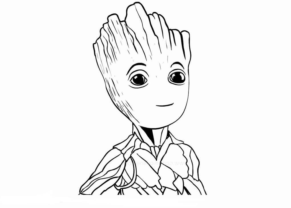 Dibujo de Cara Groot Sonriendo para Colorear y Imprimir