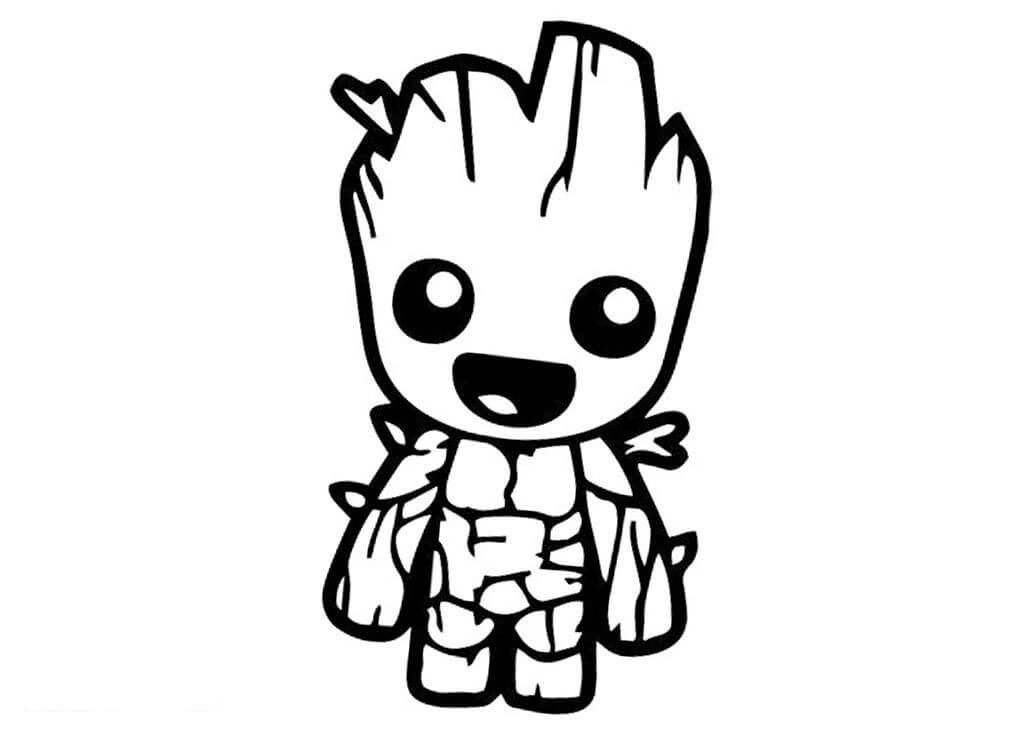Dibujo de Chibi Groot Divertido para Colorear y Imprimir