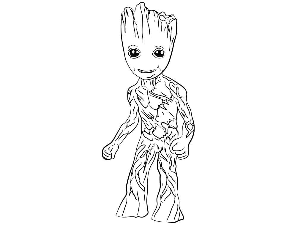Dibujo de Groot Sonriendo para Colorear y Imprimir