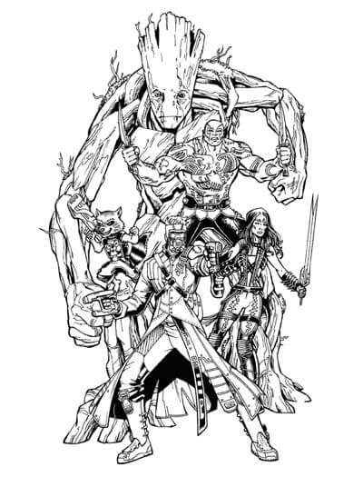 Dibujo de Groot y Amigos para Colorear y Imprimir