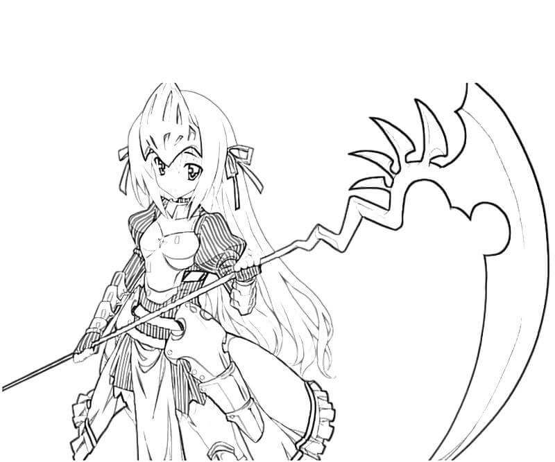 Dibujo de Chica Anime Con Guadana para Colorear y Imprimir
