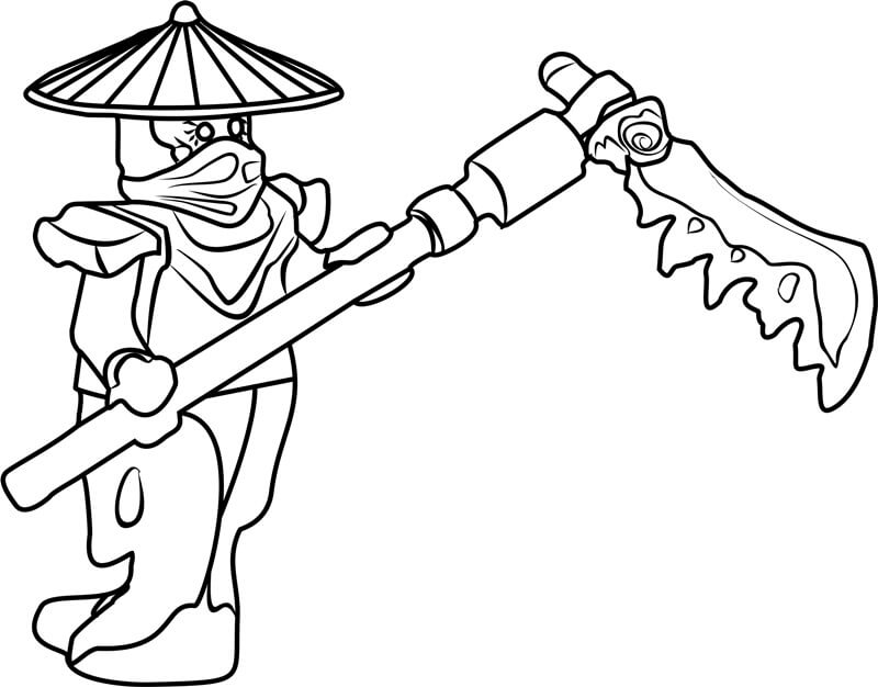 Dibujo de Lego Ninja Con Guadana para Colorear y Imprimir