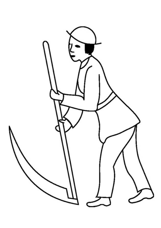 Dibujo de Una Mujer Con Guadana para Colorear y Imprimir