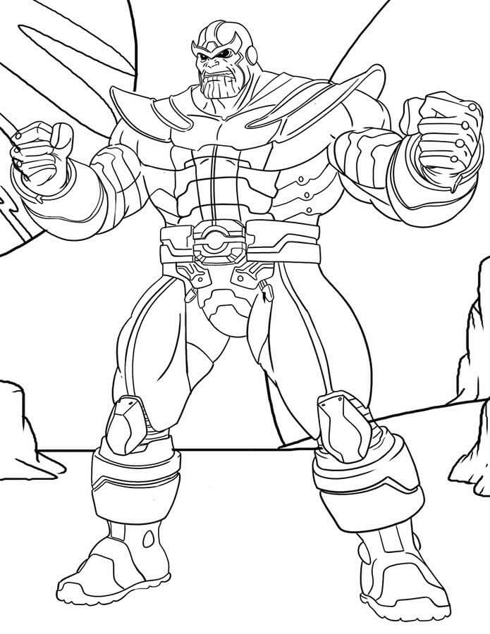 Dibujo de Genial Thanos Con Infinity Gauntlet para Colorear y Imprimir