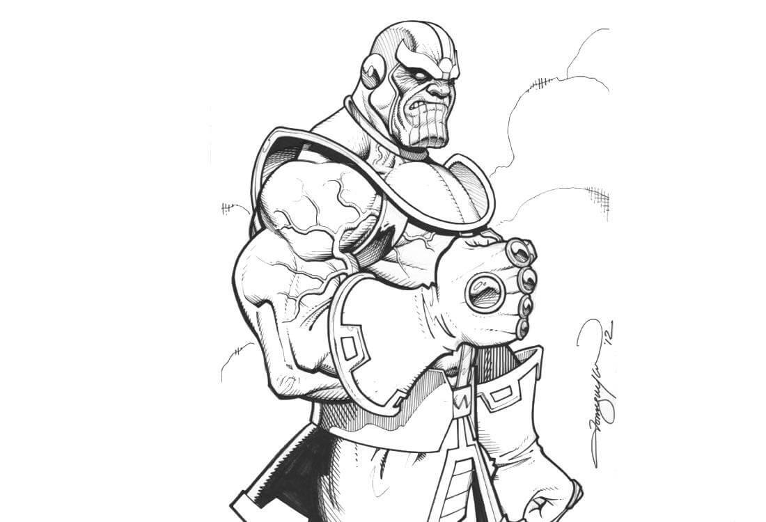 Dibujo de Gran Thanos Con Guantelete Infinito para Colorear y Imprimir