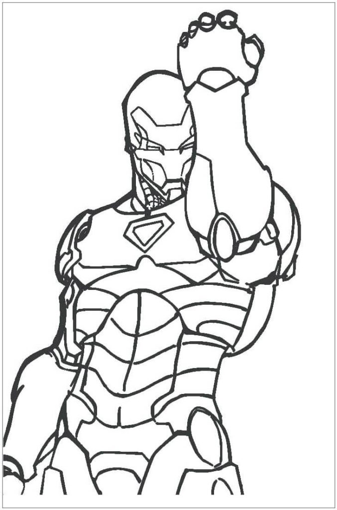Dibujo de Ironman Con Guantelete Infinito para Colorear y Imprimir