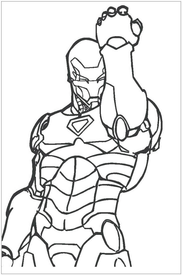 Dibujo de Ironman Con Guantelete Infinito para Colorear y Imprimir