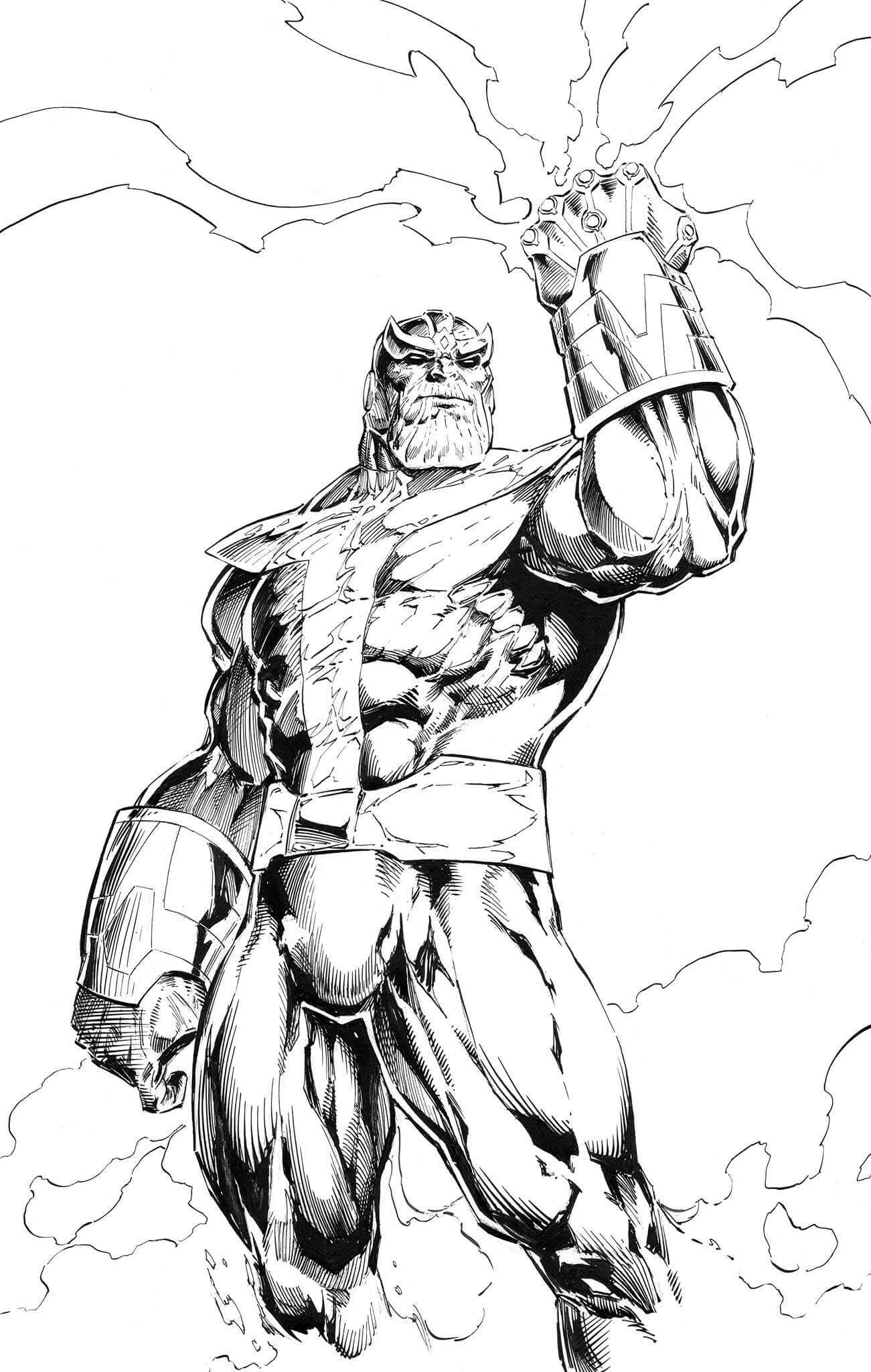 Dibujo de Power Thanos Con Infinity Gauntlet para Colorear y Imprimir