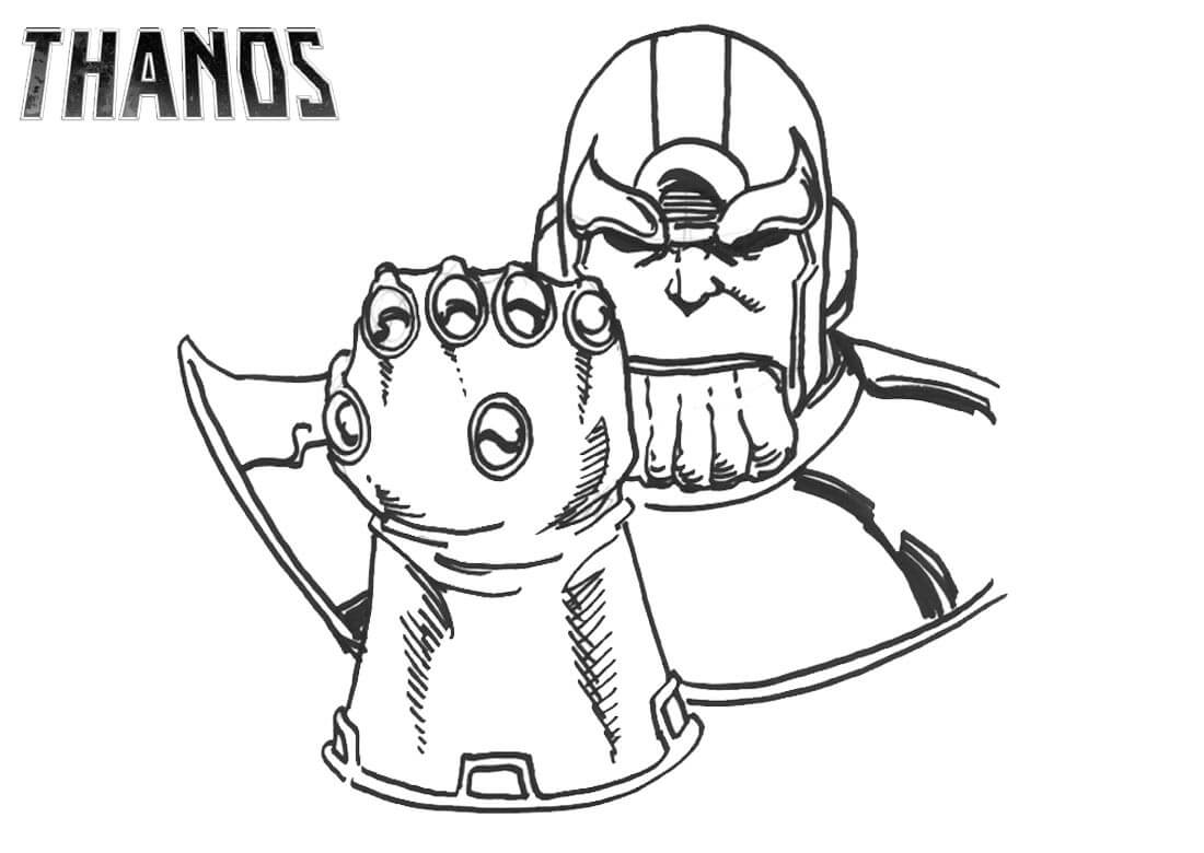Dibujo de Thanos Basíco Con Guantelete Infinito para Colorear y Imprimir