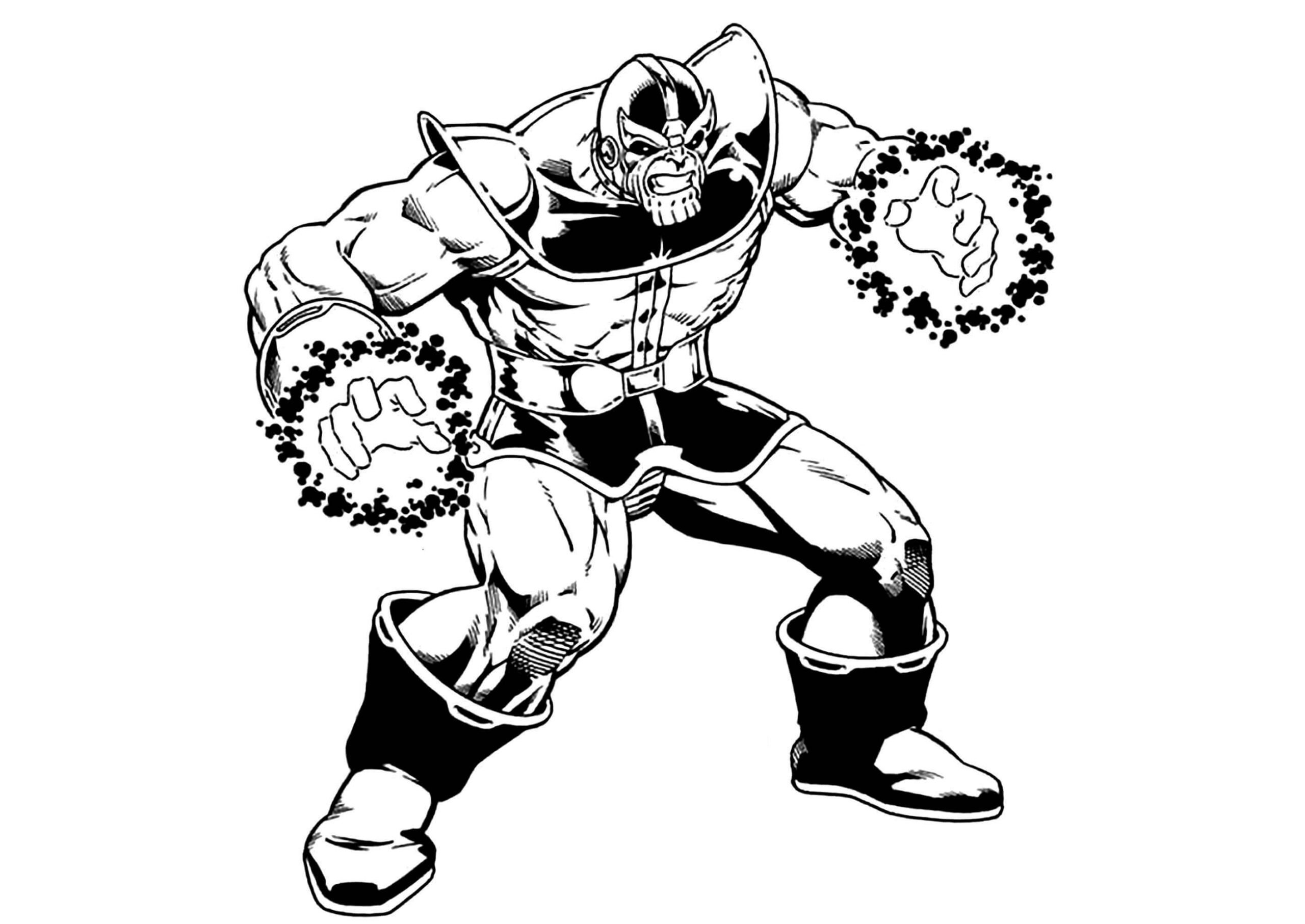 Dibujo de Thanos de Los Titanes Con El Guantelete Del Infinito Scaled para Colorear y Imprimir
