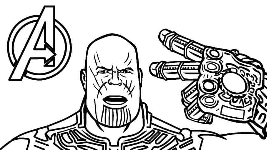 Dibujo de Thanos Divertido Con Guantelete Del Infinito para Colorear y Imprimir