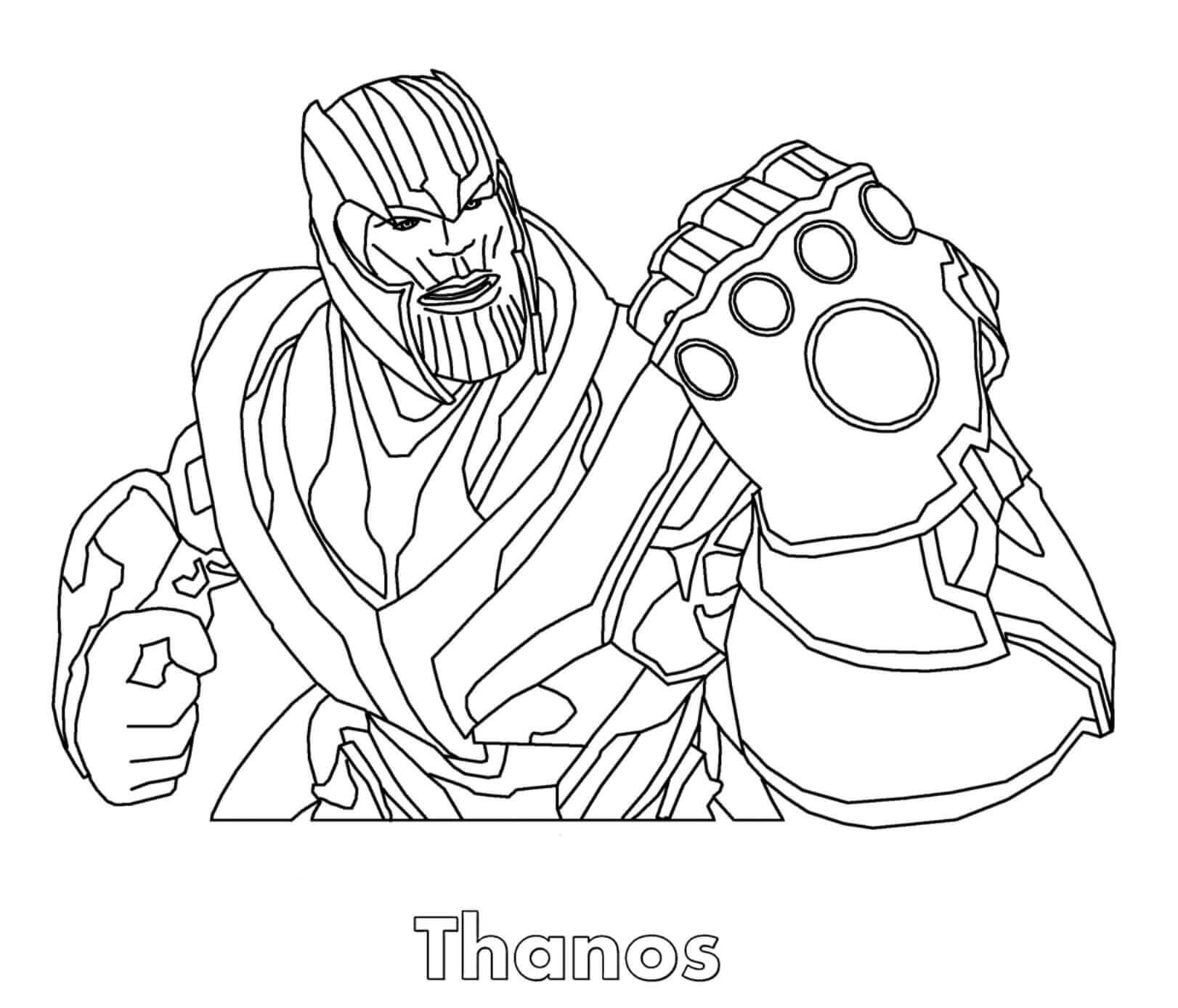Dibujo de Thanos Enojado Usando Guante Infinito para Colorear y Imprimir