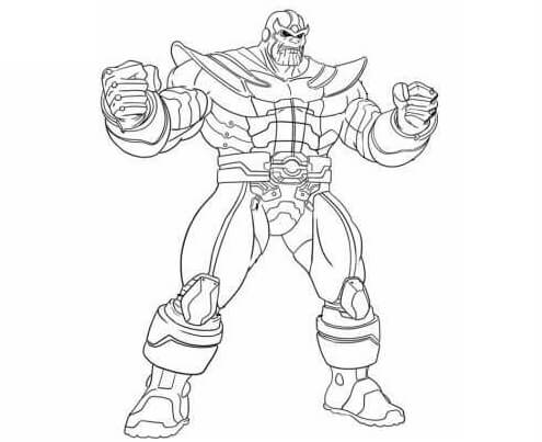 Dibujo de Thanos Fuerte Con Guantelete Infinito para Colorear y Imprimir