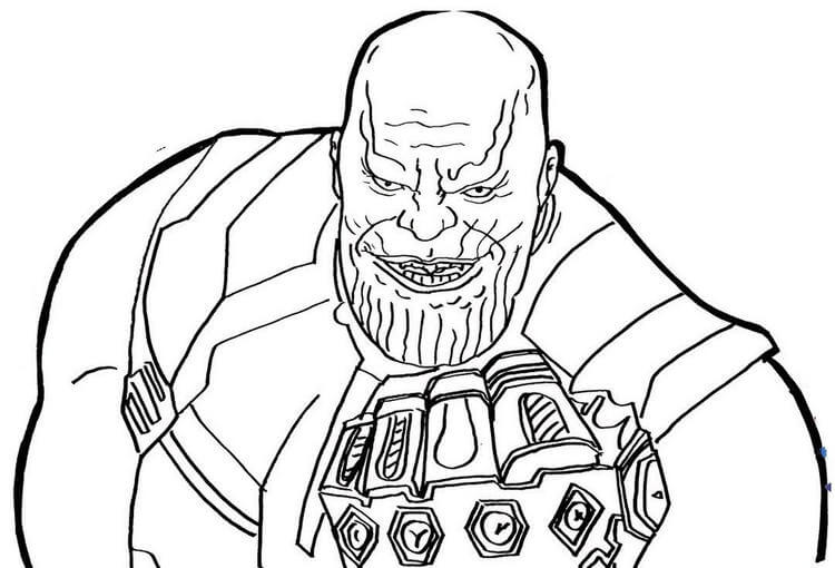 Dibujo de Thanos Versión Antigua y Su Puñetazo Con Infinity Gauntlet para Colorear y Imprimir