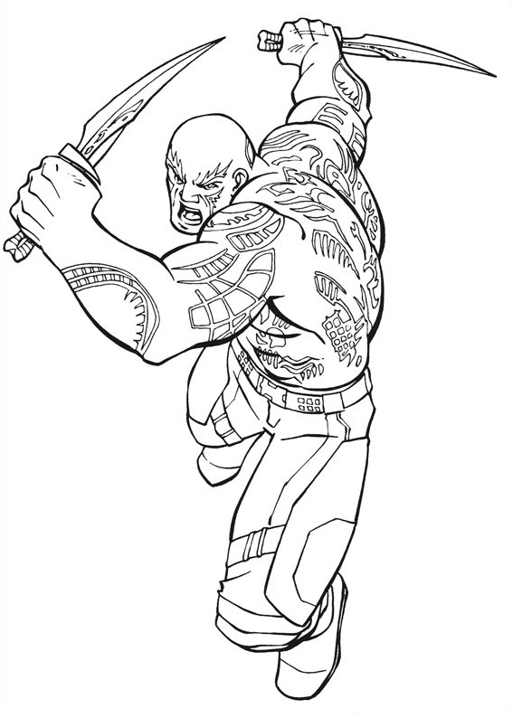 Dibujo de Drax Está Luchando para Colorear y Imprimir