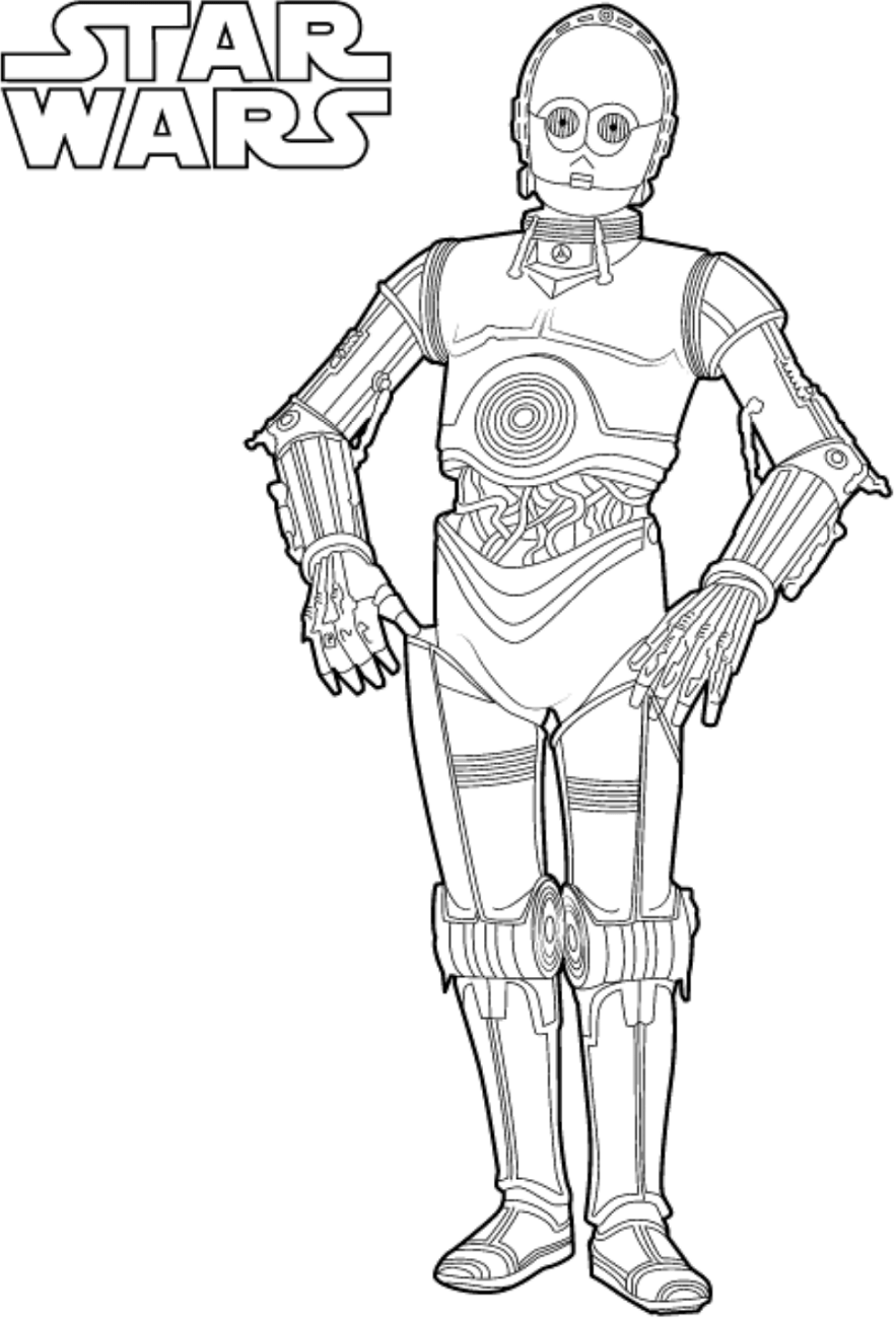 Dibujo de C 3Po En Guerra de Las Galaxias para Colorear y Imprimir